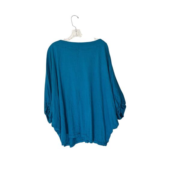 Bryn Walker Shirt‎ Blue Short Sleeve Cotton Lagenlook Relaxed Oversized Medium - Picture 9 of 10